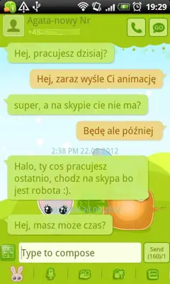 GO SMS Sweet Bunny Theme android App screenshot 4